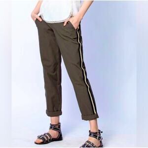 ZADIG & VOLTAIRE Pants Trousers 28 Pomelo Rip Stop Elastic Back Waist Cropped